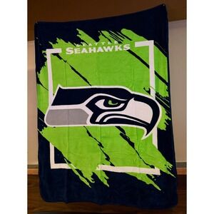 NFL Seattle Seahawks Super Plush Throw Blanket 46x60 Northwest Action Green Navy